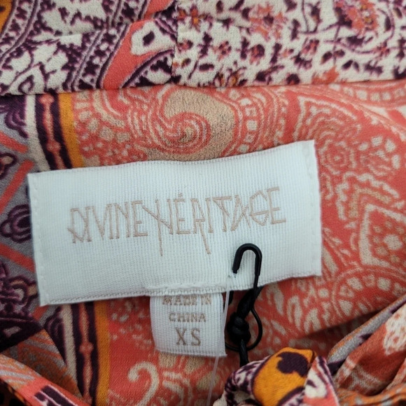 Devine heritage front bow long balloon sleeve paisley print mini dress Xsmall - Picture 4 of 8
